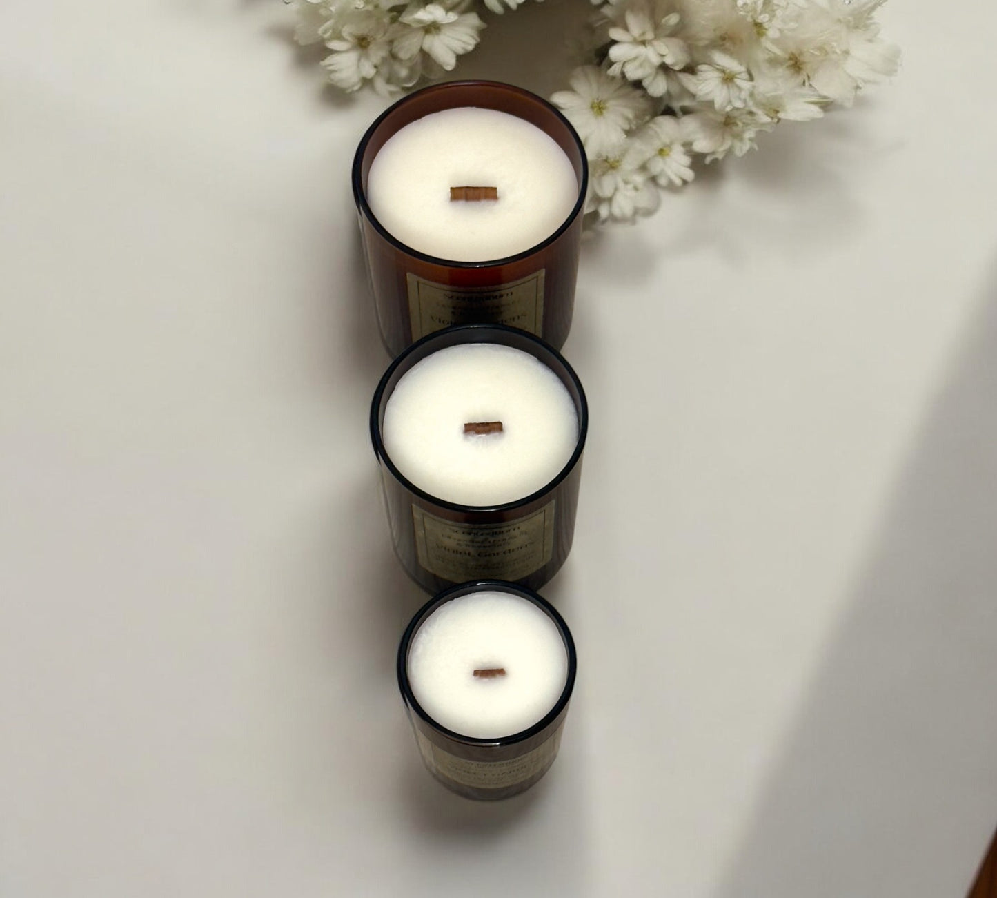 Violet Gardens Aromatherapy Candle | Coconut Soy Wood Wick 165g - Scented_Burn Candle Co.