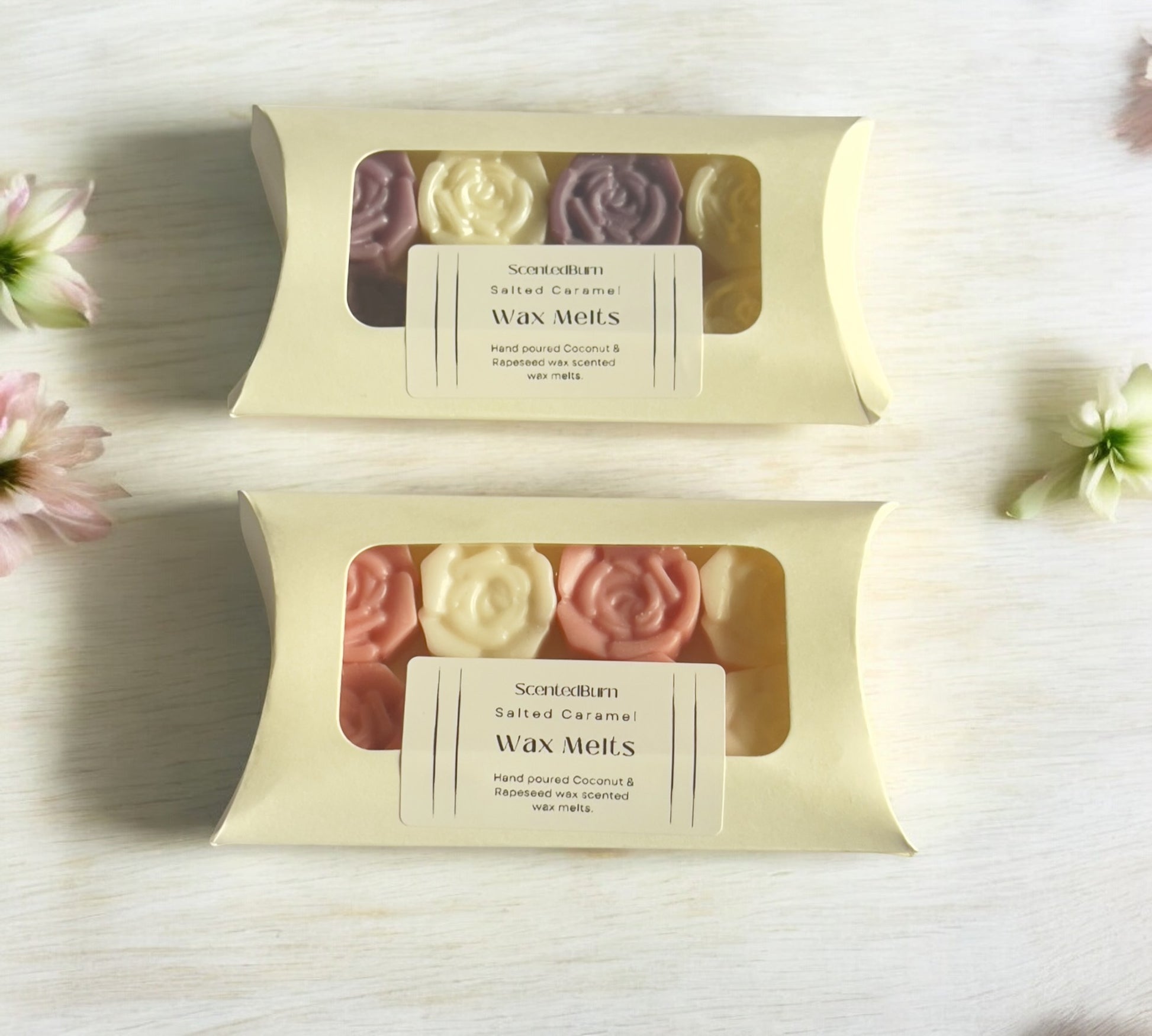 ROSE Scented Wax Melts PURPLE & WHITE | Mineral Vegan Wax Warmers 150g - Scented_Burn Candle Co.