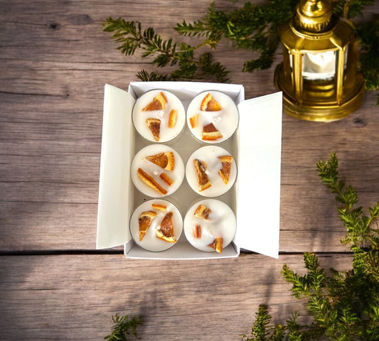 12 Dried Orange Aromatherapy Tealights | Mineral Wax Botanical Candles - Scented_Burn
