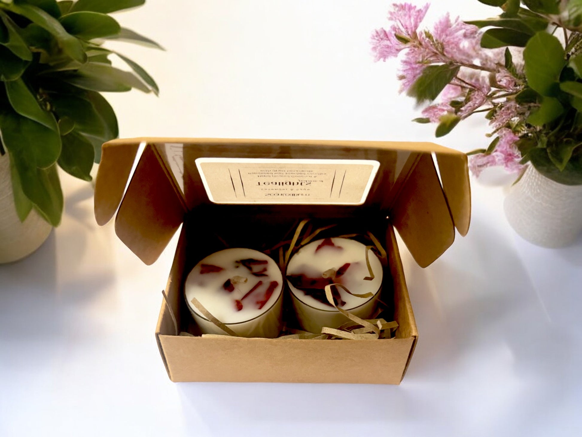 Dried Rose Petals Scented Tealights | Soy Wax Botanical Candles | Pack of 2 - Scented_Burn