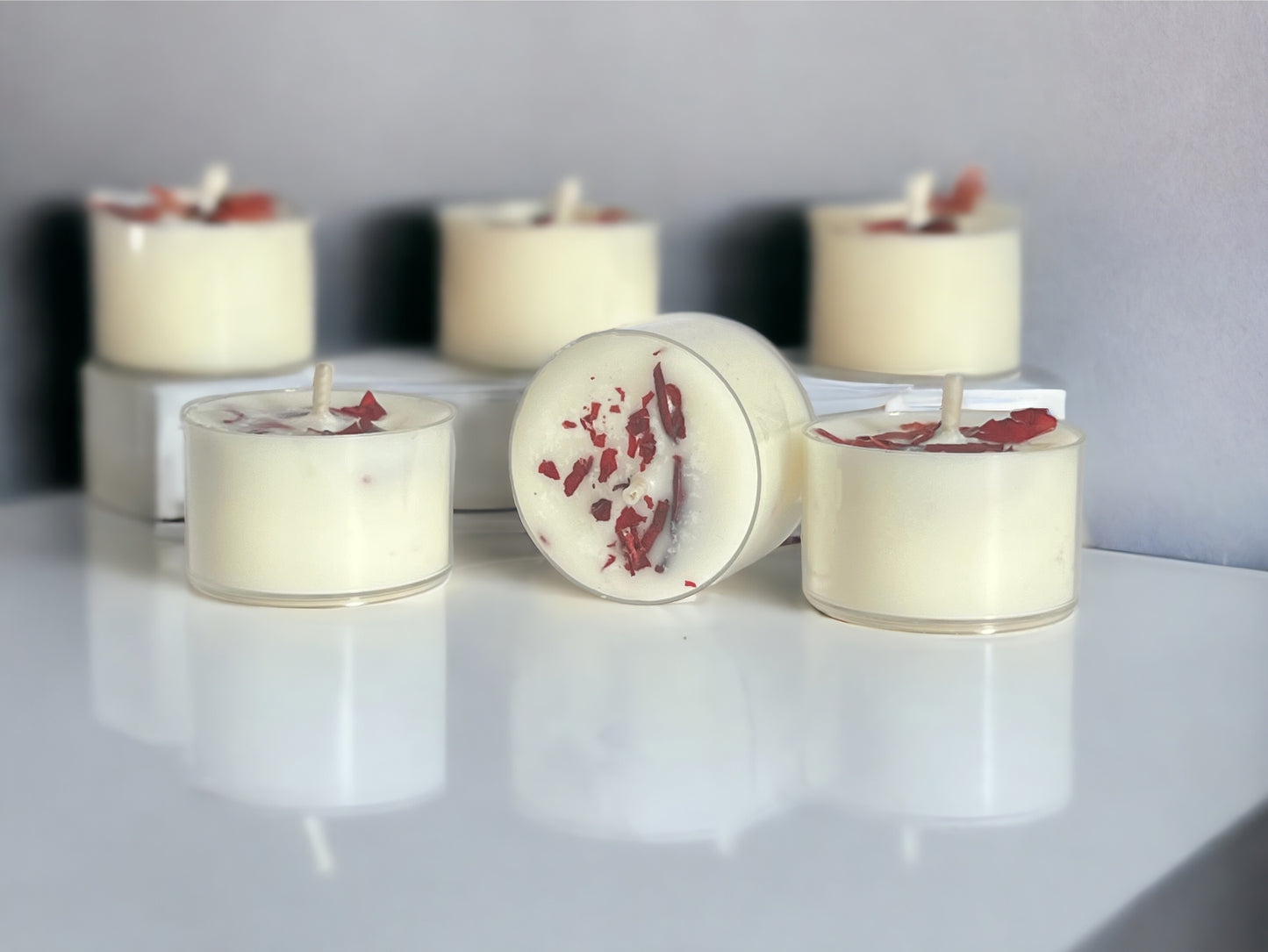 Rose Petals Soy Botanical Tealights | Vegan Wax & Essential Oils Blend Aromatherapy Candle | Pack of 2 - Scented_Burn