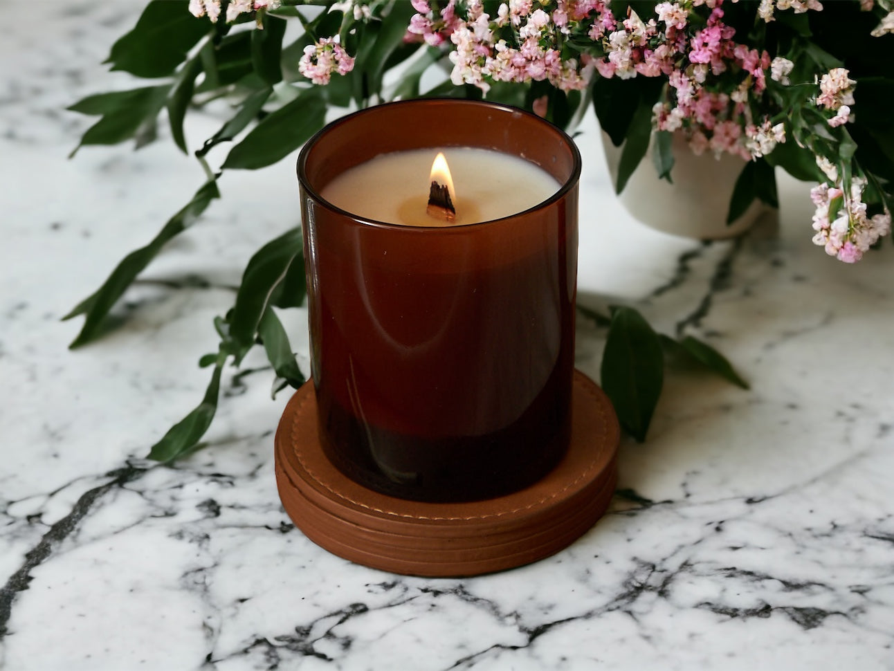 Floral Fields Coconut & Soy Aromatherapy Candle | Vegan Wax Wooden Wick 200g - Scented_Burn