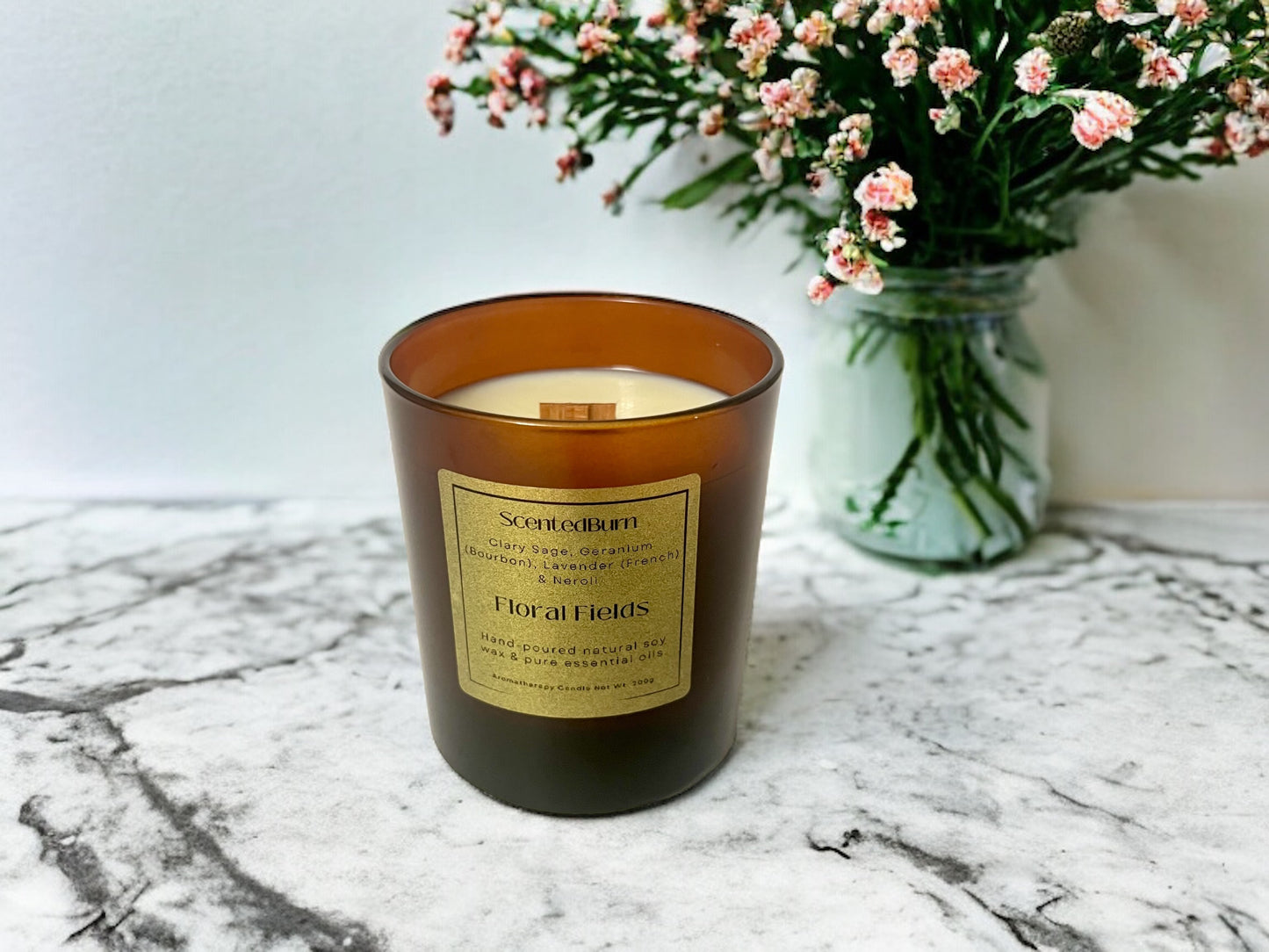 Floral Fields | Aromatherapy Soy Candle | 220g - Scented_Burn